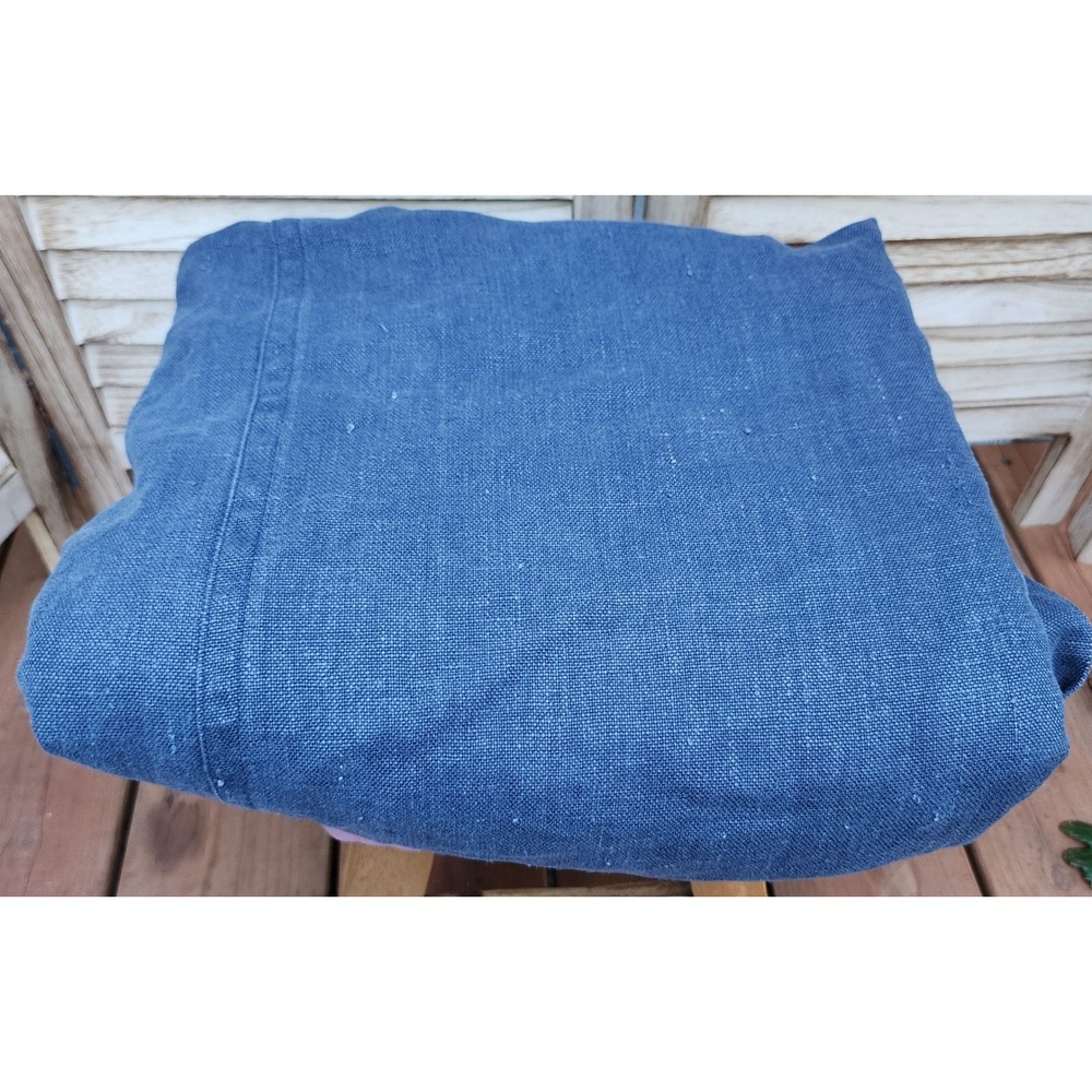 Peacock Alley King Navy Blue 100% Linen Heavyweight Coverlet Bedspread Blanket K